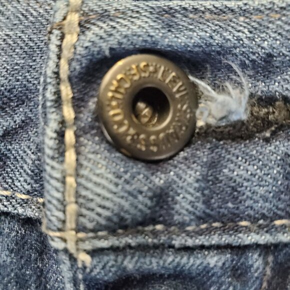 Levis Jeans Mens 42x32 Blue 569 Loose Straight Fit Denim Button Flap Pockets - Picture 10 of 12